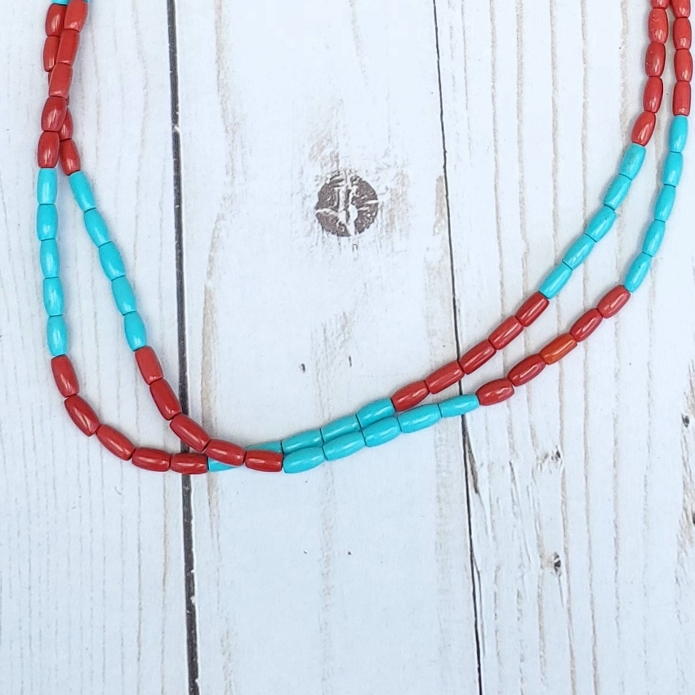 Beautiful Southwestern Red and Turquoise Vintage Necklace - Picture 11 of 13